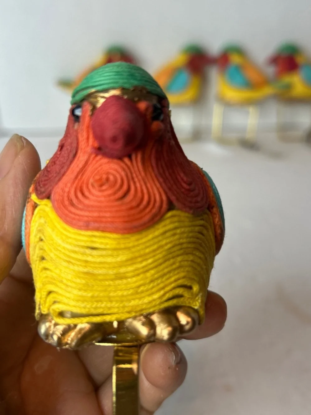 7 Pc Pier 1 Quilled Paper Sparrow Bird Napkin Holders Handmade colorful Kitschy